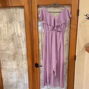 Elegant Lavender Ruffle Bridesmaid Dress